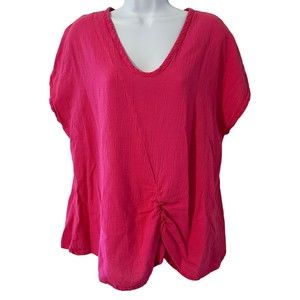 Oh My Gauze! Twist Front Pink Short Sleeve Top Size 2 (~XL)